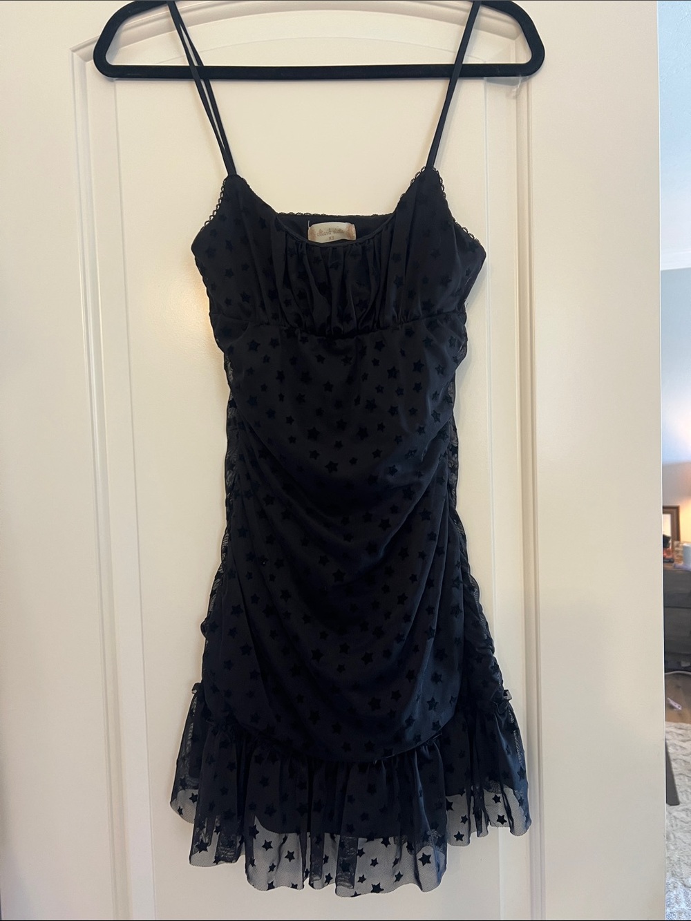 Altar’d State Black Star Print Spaghetti Strap Dress